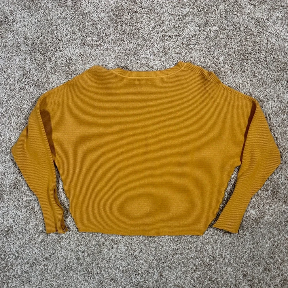 CARMEN MARC VALVO I Womens Ochre Ribbed Cropped Sweater I‎ XL I Dolman Sleeve - Picture 5 of 10
